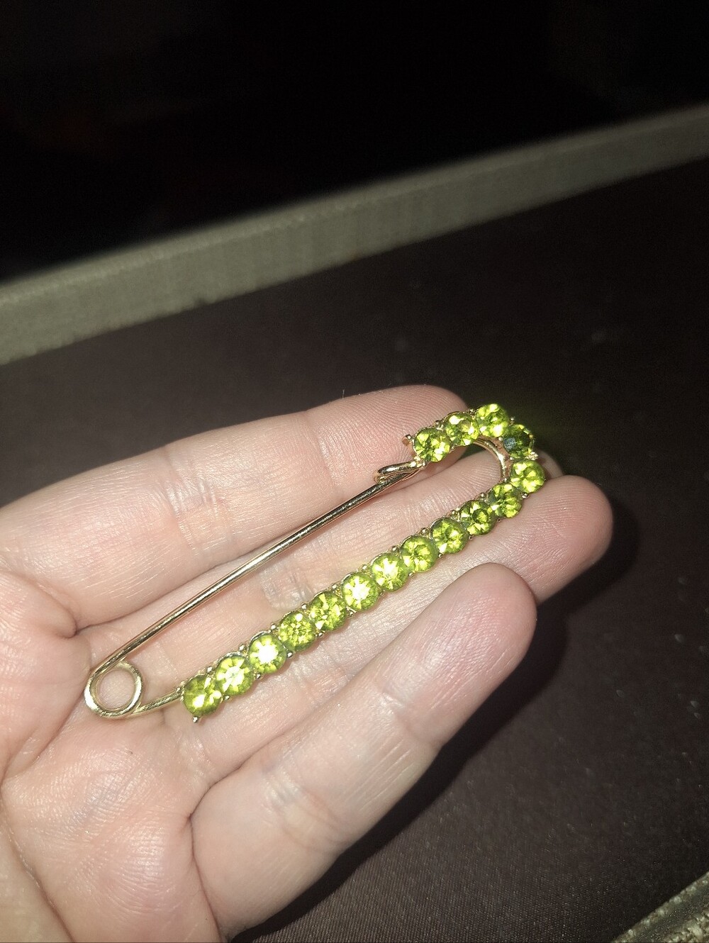 Lime Green Safety Pin Brooch